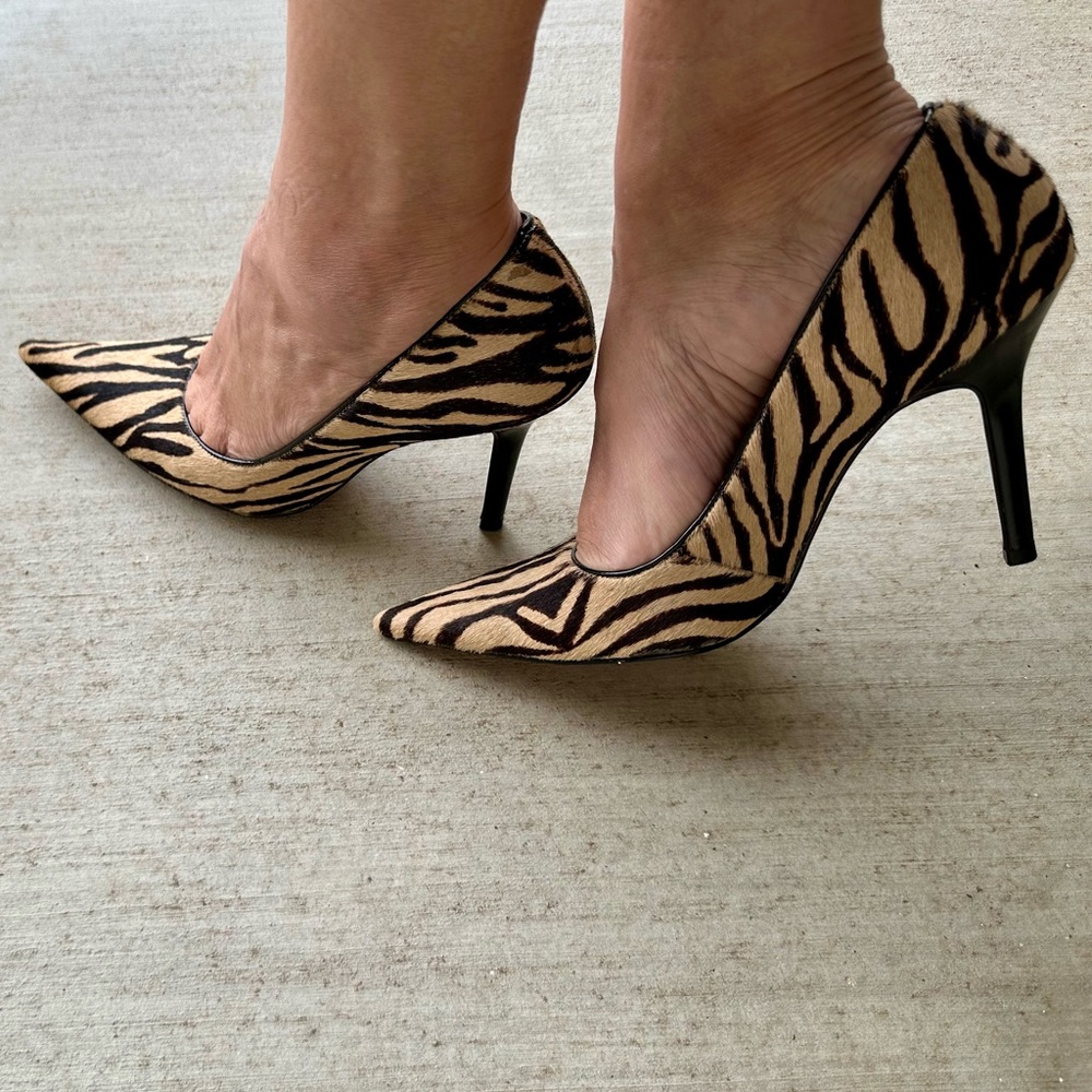 Animal Print Pony hair Slip-on Heels Boston Proper Sergio Zelcer size 9
